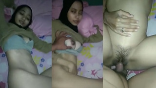 Bercinta dengan Gadis Berhijab Gaya Samping di Kamar Kos