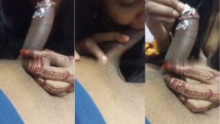 Istri memberikan blowjob berlemak dan sensual pada suaminya