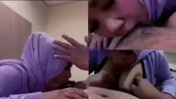 Sepong Tante Berjilbab Ungu yang Menggairahkan