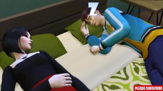 Kakak tiri Jepang menggoda adik tiri yang bergairah untuk pertama kalinya