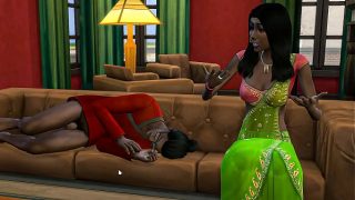 Adik tiri India menemukan kakak tirinya telanjang tidur di sofa ruang tamu, membuatnya terangsang dan mereka pun bercinta – adegan panas remaja desi