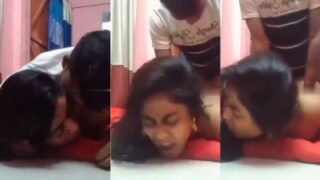 Cowok muda bikin pacar India Selatannya merintih keras dalam posisi doggy style