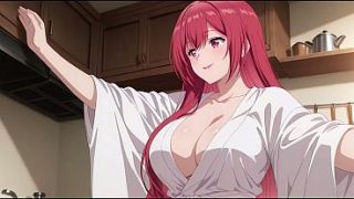 Anak tiri pulang cepet, lihat istri bokap masak cuma pakai jubah tipis. Kureha Enomoto cosplay mesum (buatan AI)